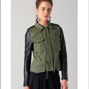 VEDA Jasper Jacket with Leather Sleeves Size P (0-2)
